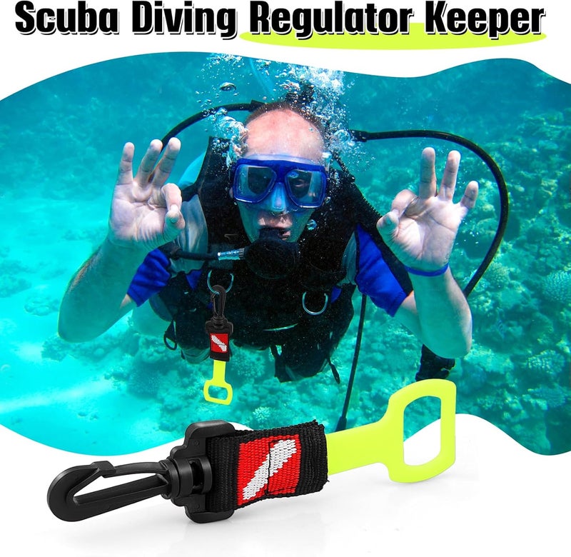 Dawitrly 2 Pack Scuba Diving Regulator Octopus Holder, Octopus Mouthpiece Retainer with Spring Clip, Dive Flag Webbing and Silicone Ring, 2nd Stage Regulator Keeper for Divers and Snorkelers - Image 2